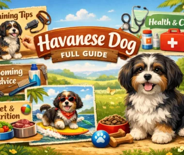 Havanese dog with a long silky coat standing outdoors, showing its small size and friendly expression