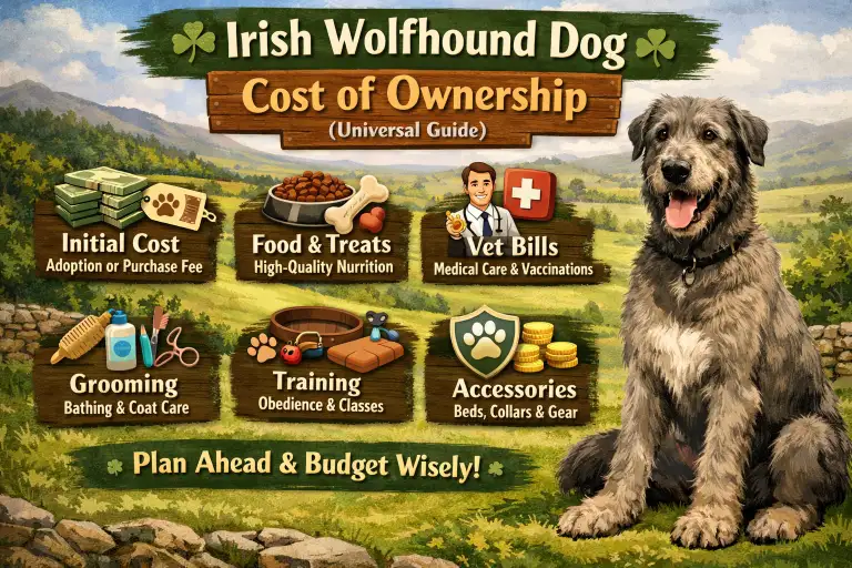 Adult Irish Wolfhound standing outdoors showing size and posture