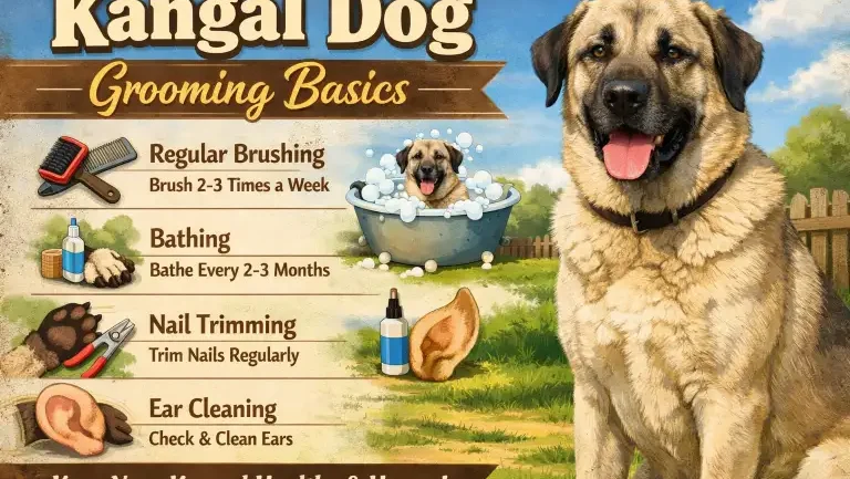 Adult and puppy Kangal Dog side by side illustrating growth stages and age comparison