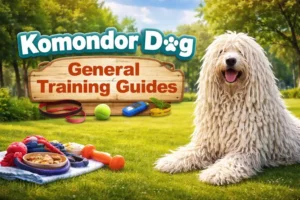 Komondor responding to handler guidance, demonstrating calm confidence and independent working temperament