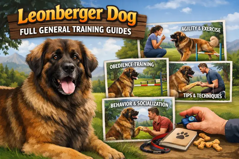 Adult Leonberger dog standing calmly, showing gentle and obedient behavior