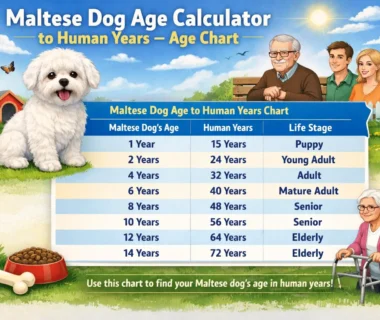 Maltese dog age calculator showing how Maltese dog years compare to human years using an age chart
