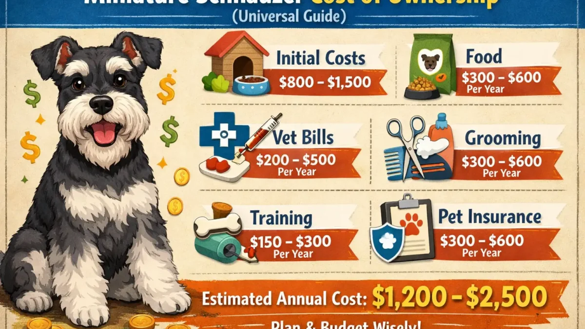 Miniature Schnauzer sitting outdoors showing small size, wiry coat, and alert expression, used to explain the Miniature Schnauzer cost of ownership.