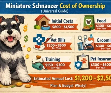 Miniature Schnauzer sitting outdoors showing small size, wiry coat, and alert expression, used to explain the Miniature Schnauzer cost of ownership.