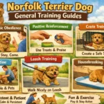 Norfolk Terrier practicing obedience training with its owner