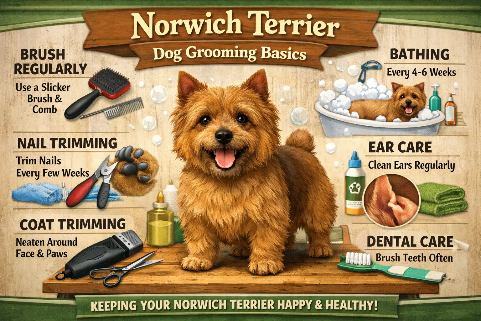 Norwich Terrier Grooming Basics: Complete Care Guide for Coat, Bathing, and Maintenance