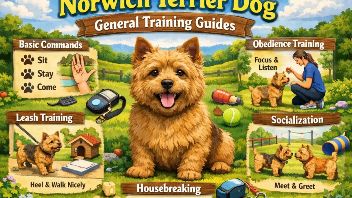 Norwich Terrier Training commands during a training session, showing focus and positive reinforcement