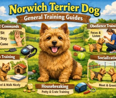 Norwich Terrier Training commands during a training session, showing focus and positive reinforcement