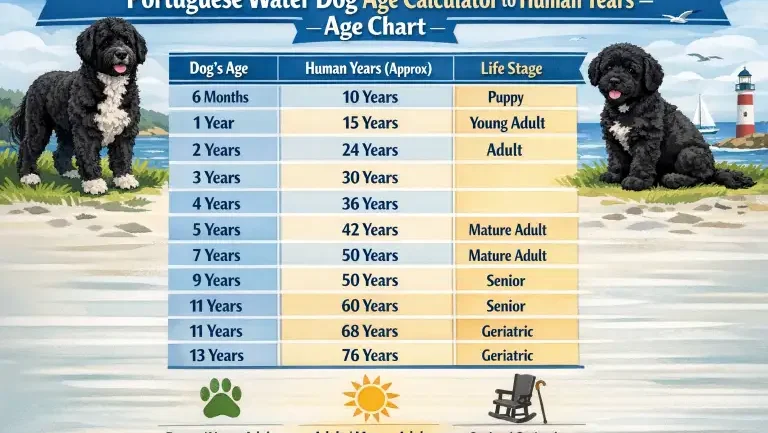 Portuguese Water Dog Age Calculator to Human Years Age Chart