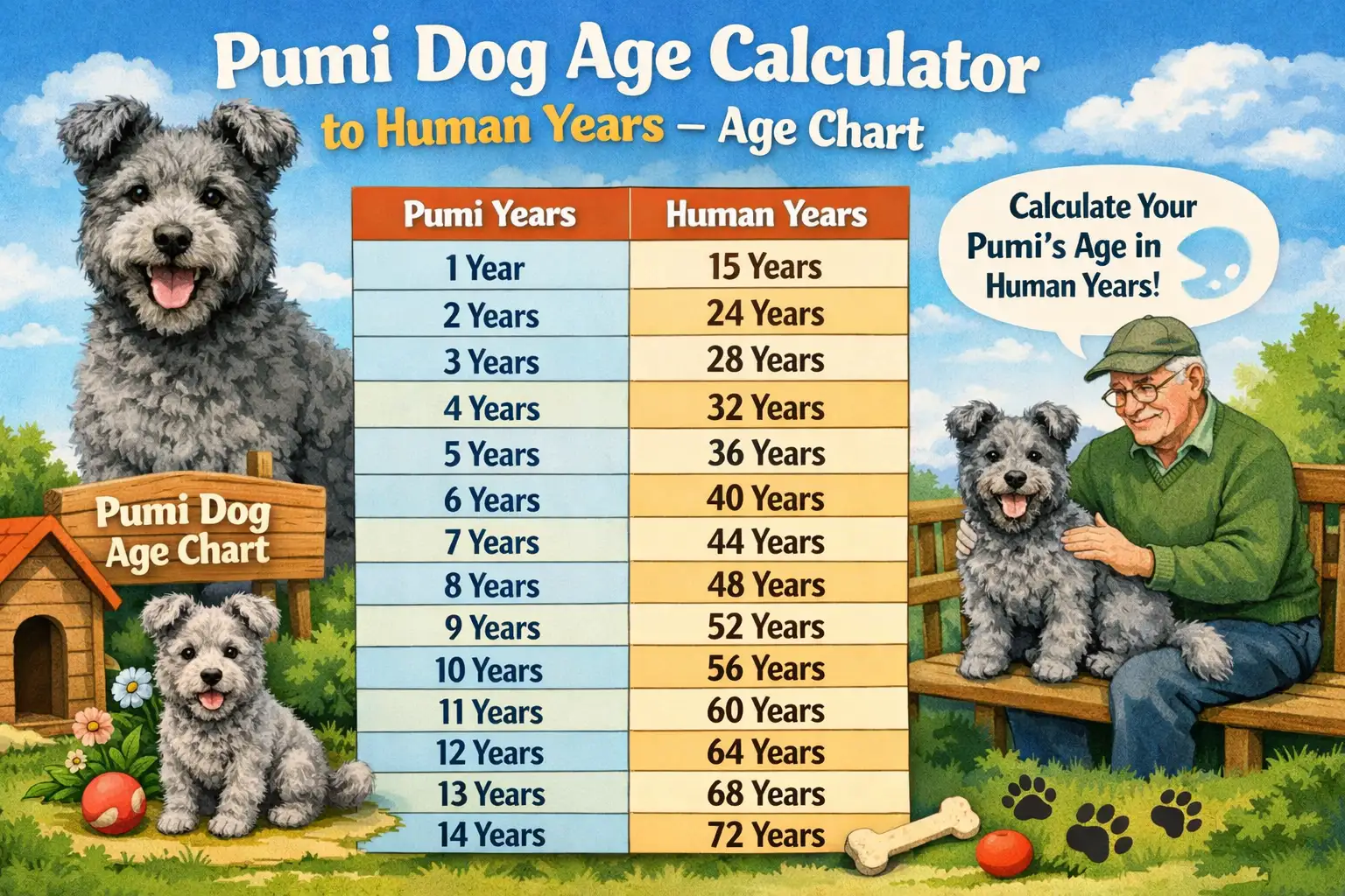 Pumi Dog Age Calculator: Convert Pumi Years to Human Years (Age Chart)