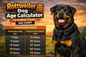 Rottweiler puppy next to adult Rottweiler, showing size growth and muscular development