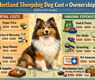 A Shetland Sheepdog with a thick double coat and bright eyes, representing the breed's characteristics and grooming needs.