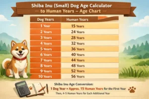 Reliable Shiba Inu (Small) dog age calculator to human years with an easy-to-read chart for.