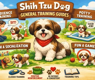 Shih Tzu training example showing a small long-haired Shih Tzu learning basic obedience at home