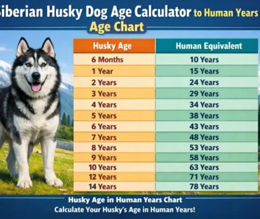 Siberian Husky standing outdoors showing typical medium-large size, thick double coat, and alert expression used for a Siberian Husky age calculator guide