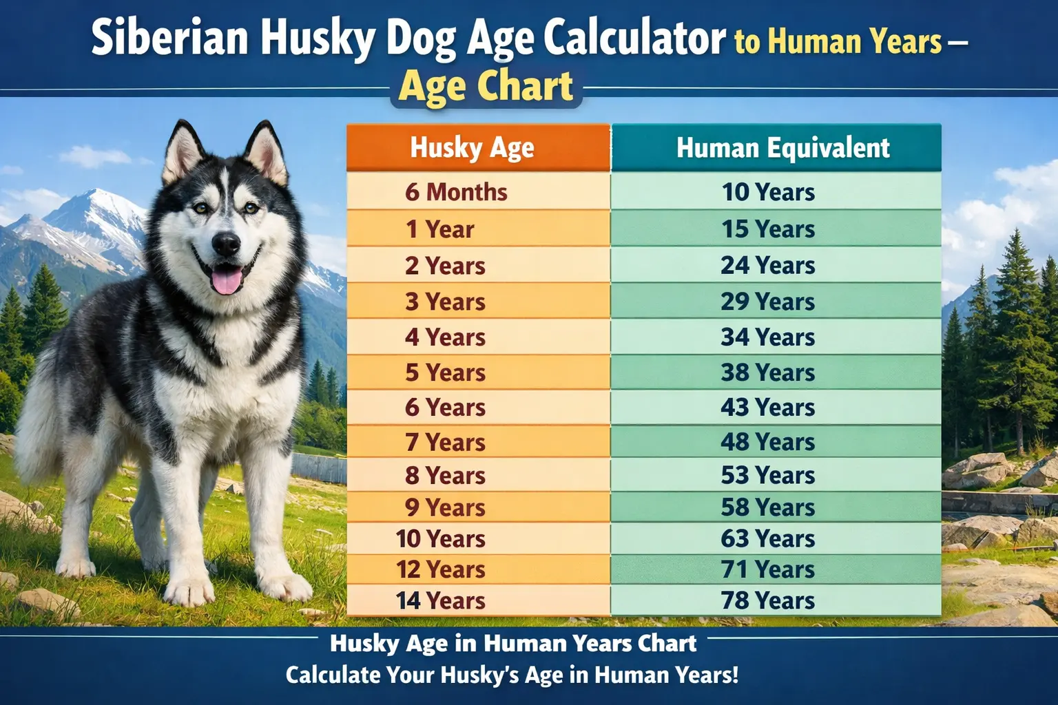 Siberian Husky Age Calculator to Human Years – Age Chart
