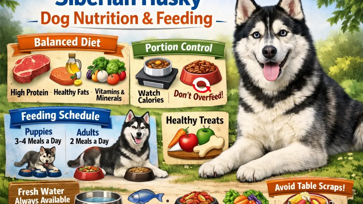 Adult Siberian Husky with a healthy body condition and thick double coat, showing the results of proper Siberian Husky nutrition