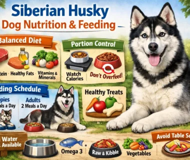 Adult Siberian Husky with a healthy body condition and thick double coat, showing the results of proper Siberian Husky nutrition