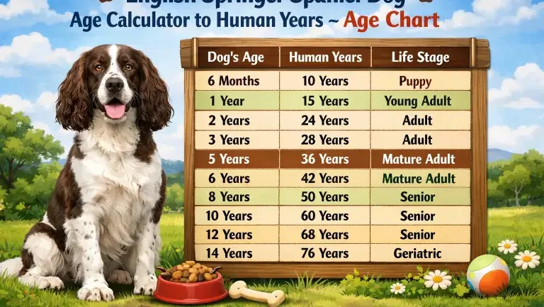 : English Springer Spaniel puppy next to an adult dog, showing coat development and size changes from puppy to adult