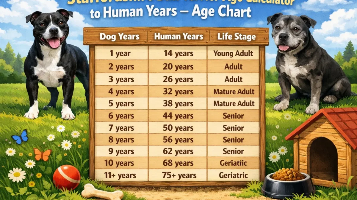 Staffordshire Bull Terrier sitting on grass, showing adult medium-sized muscular build