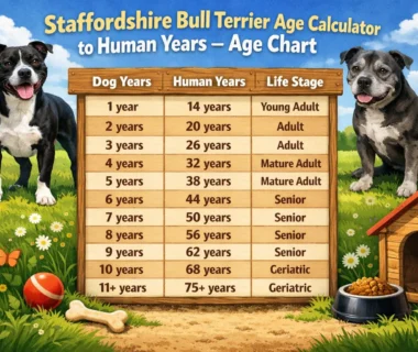 Staffordshire Bull Terrier sitting on grass, showing adult medium-sized muscular build