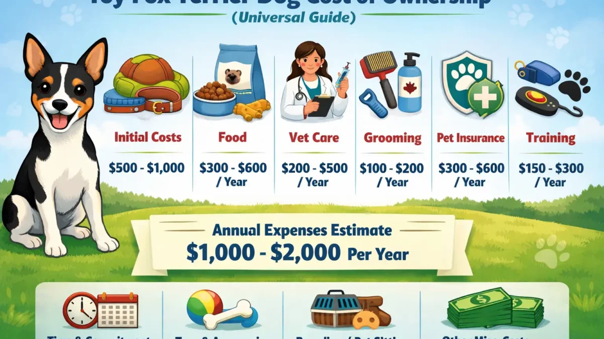 Toy Fox Terrier cost of ownership showing a small, athletic Toy Fox Terrier standing alert indoors