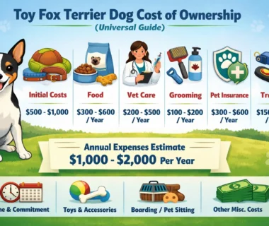 Toy Fox Terrier cost of ownership showing a small, athletic Toy Fox Terrier standing alert indoors