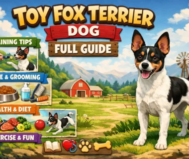 Toy Fox Terrier adult dog standing alert with short smooth coat and upright ears