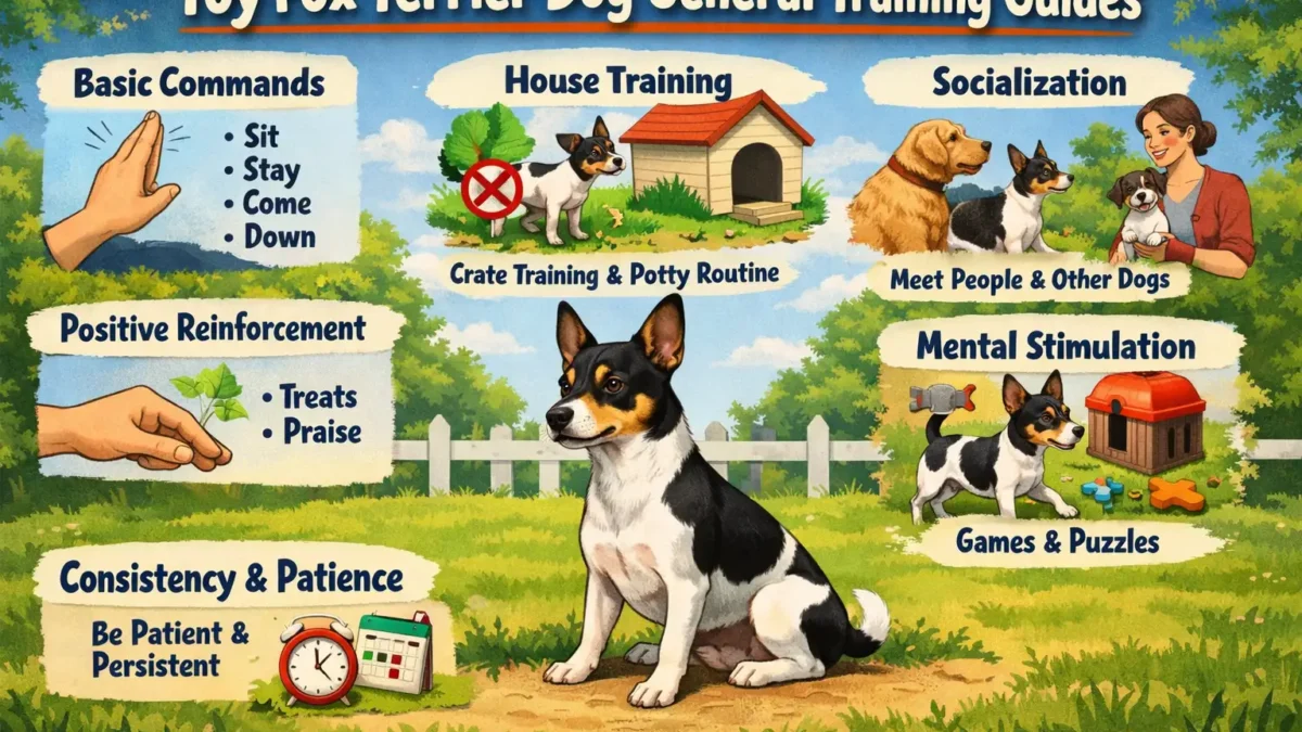 toy fox terrier training with an alert small dog learning basic obedience indoors