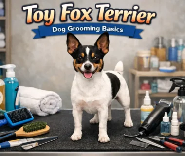 Toy Fox Terrier grooming showing a small smooth-coated dog with a short, shiny coat and clean nails