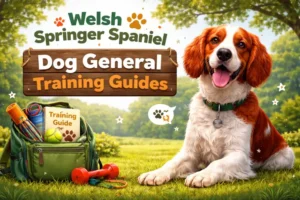 Welsh Springer Spaniel practicing recall training outdoors, showing focus, intelligence, and high energy