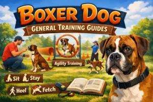 Adult Boxer dog with a muscular build and short coat, showing fawn and brindle color variations and an alert, playful expression.