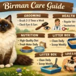 “Healthy Birman cat resting comfortably in a cozy environment”