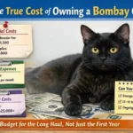 “Affectionate Bombay cat cuddling with its owner”