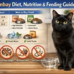 “Bombay cat eating from a bowl of nutritious cat food”