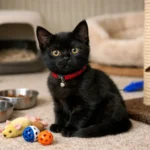 “Bombay kitten with bright eyes playing indoors”