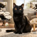 “Affectionate Bombay cat cuddling with its owner”