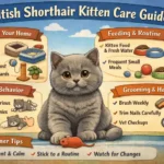Alt text: British Shorthair kitten care guide showing kitten growth and early care needs