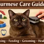Alt text: Burmese cat care guide covering daily care, grooming, and indoor needs