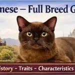 Alt text: Burmese cat full breed guide showing muscular body, short coat, and face shape