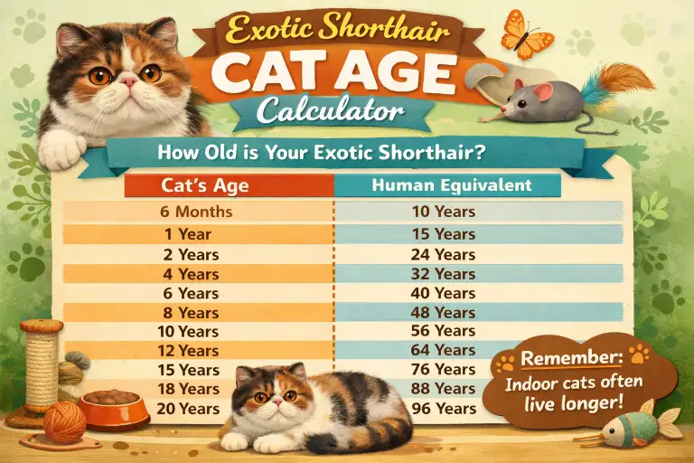 Exotic Shorthair Cat Age Calculator to Human Years With Simple Chart