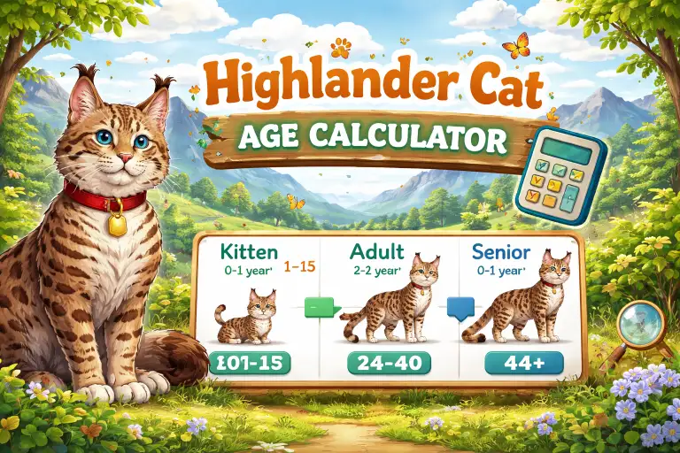 Highlander Cat Age Calculator to Human Years With Simple Chart