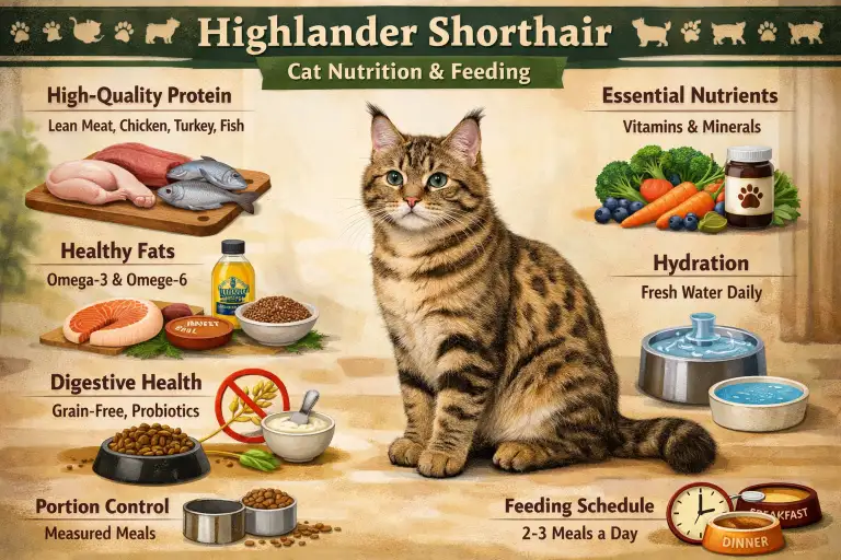 Highlander Shorthair Cat Diet, Nutrition and Feeding Guide