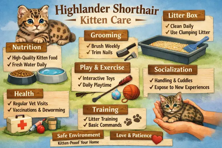 Highlander Shorthair Kitten Care Guide for Early Growth