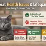 Korat cat with a blue-gray short coat showing Korat health issues and lifespan overview