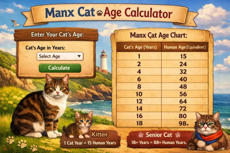 Manx Cat Age Calculator to Human Years With Simple Chart