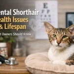 Adult Oriental Shorthair cat with a short coat resting indoors, representing Oriental Shorthair health issues and lifespan awareness