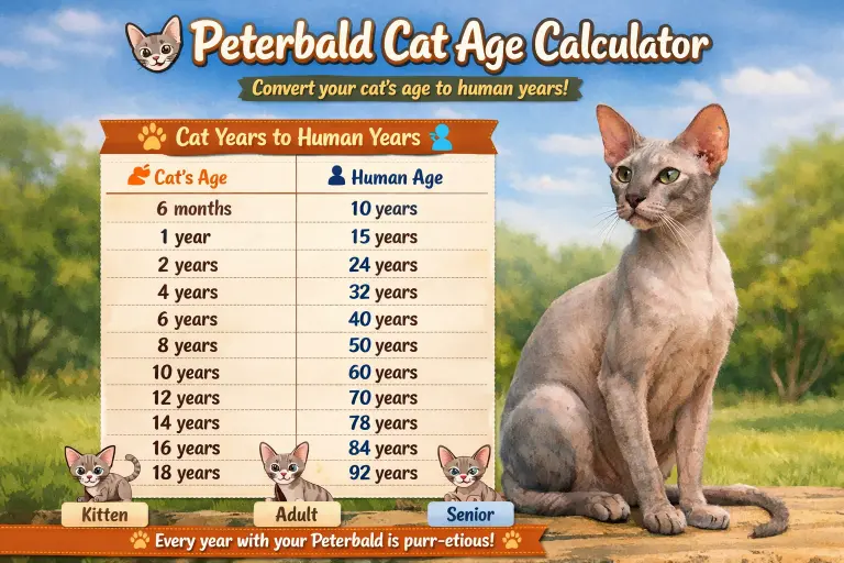 Peterbald Cat Age Calculator to Human Years With Simple Chart