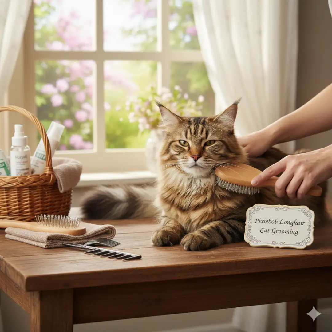 Pixiebob Longhair Cat Grooming Basics for Coat Care