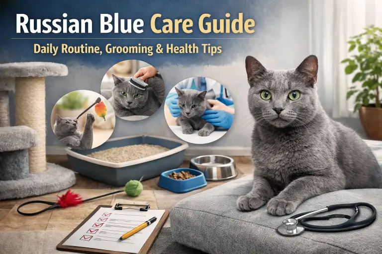 Russian Blue Care Guide: Daily Routine, Grooming, and Health Tips